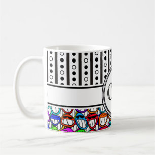 Cooles Muster I für Lächelnde Gesichter + Ihr Mono Kaffeetasse