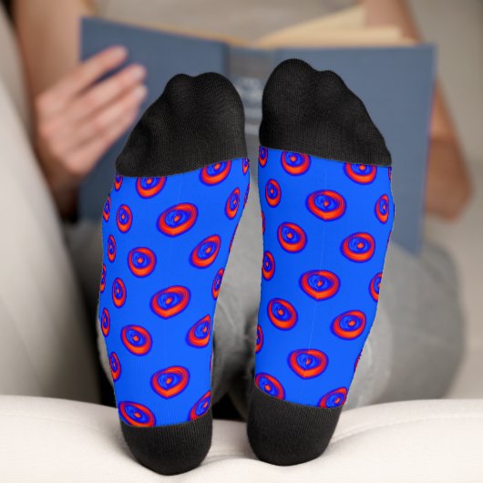 Cooles Muster von Sky Blue und Orange Red Socken (Unterseite)
