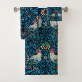 Cooles Muster William Morris Birds Strawberry Blue Badhandtuch Set (Insitu)