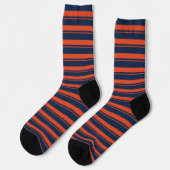 Cooles Navy Blau und Orange Streifen Socken (Linkes Detail)
