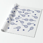 Cooles Navy-Retro-Tennis-Racquets-Muster Geschenkpapier (Ungerollt)