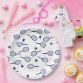 Cooles Navy-Retro-Tennis-Racquets-Muster Pappteller (Party)