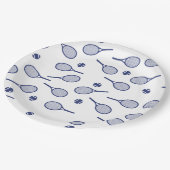 Cooles Navy-Retro-Tennis-Racquets-Muster Pappteller (Schrägansicht)