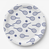 Cooles Navy-Retro-Tennis-Racquets-Muster Pappteller (Vorderseite)