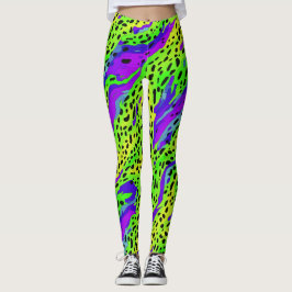 Cooles Neon Green und Lila Tierbild Leggings