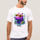 Cooles Neon Hippo Lounges im Sumpf T-Shirt (Vorderseite)