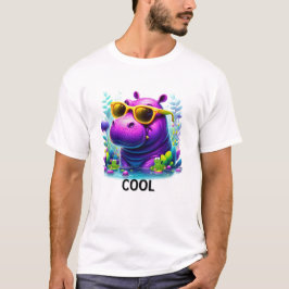 Cooles Neon Hippo Lounges im Sumpf T-Shirt