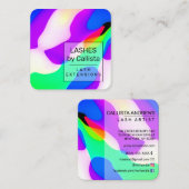 Cooles Neon Liquid Geometric Muster Quadratische Visitenkarte (Vorne/Hinten)