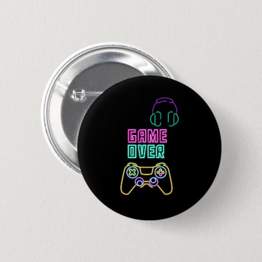 Cooles Neon-Videospiel. Button (Vorne & Hinten)