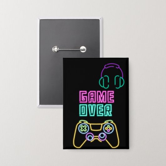 Cooles Neon-Videospiel. Button (Vorderseite/Rückseite)