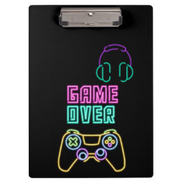 Cooles Neon-Videospiel. Klemmbrett