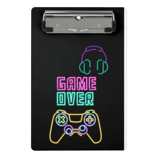 Cooles Neon-Videospiel. Mini Klemmbrett (Vorderseite)