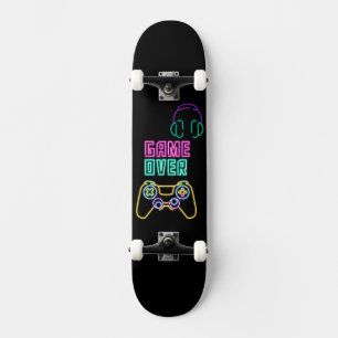 Cooles Neon-Videospiel. Skateboard