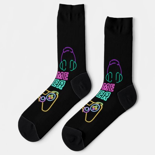 Cooles Neon-Videospiel. Socken (Linkes Detail)
