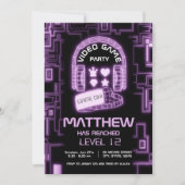 Cooles Neon Virtual Reality Kids Videospiel Einladung (Vorderseite)