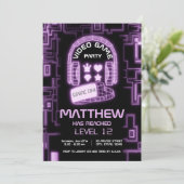 Cooles Neon Virtual Reality Kids Videospiel Einladung (Stehend Vorderseite)