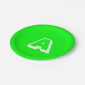 Cooles Neongrün, benutzerdefinierte Monogramm Pappteller (Schrägansicht)