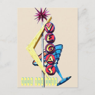 Cooles Neonlas- vegashochzeits-Zeichen Ankündigungspostkarte