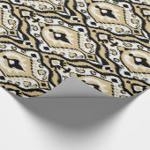 Cooles, neutrales Schwarz-weiß-beige-Ikat-Stammmus Geschenkpapier (Ecke)