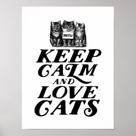 Cooles Niedliches Behieltest Calm Liebe Katzen Pla Poster