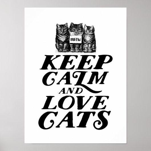 Cooles Niedliches Behieltest Calm Liebe Katzen Pla Poster (Vorne)