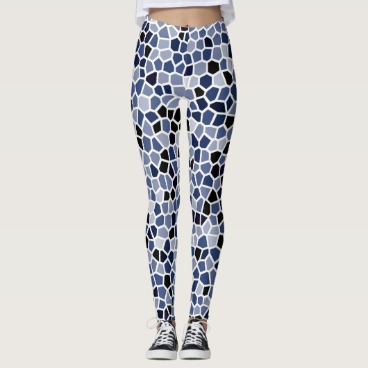 Cooles Niedliches Blaues Geometrismuster Leggings (Vorderseite)