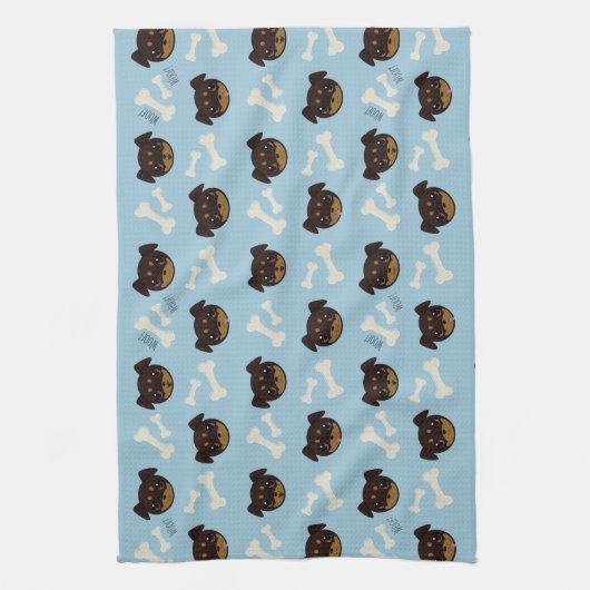 Cooles Niedliches Rottweiler-Welpen- und Knochenmu Geschirrtuch (Vertikal)