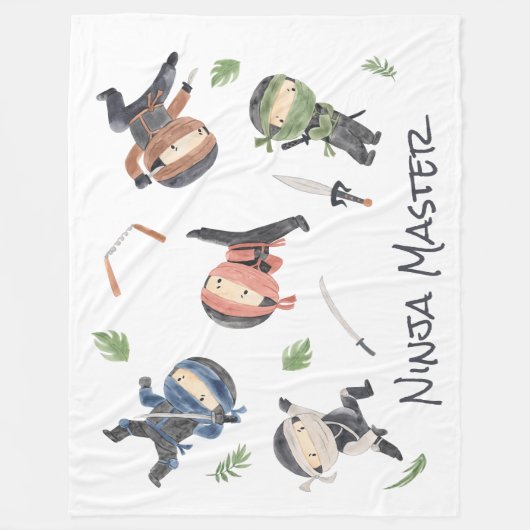 Cooles Ninja Kids individualisierbares Gender Neut Fleecedecke (Vorderseite)