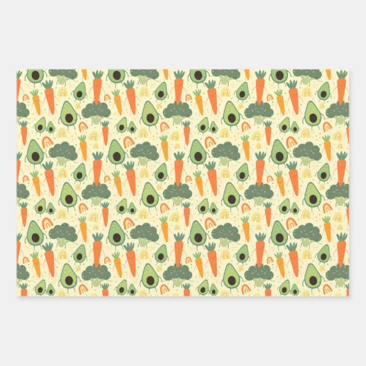 cooles Obst- und Gemüsemuster Geschenkpapier Set (Vorderseite 2)