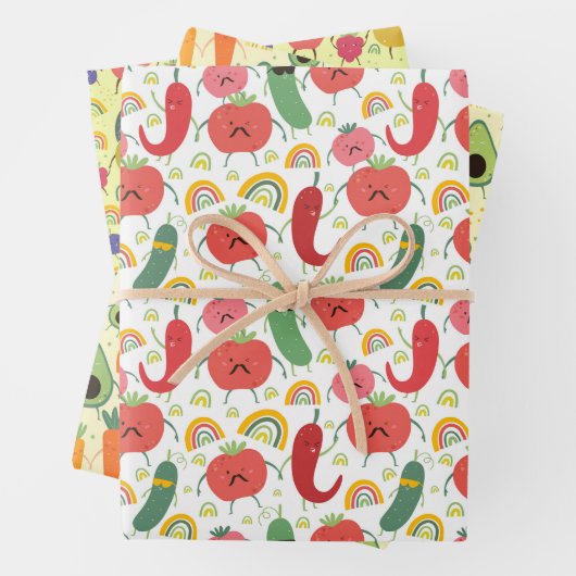 cooles Obst- und Gemüsemuster Geschenkpapier Set (Beispiel)