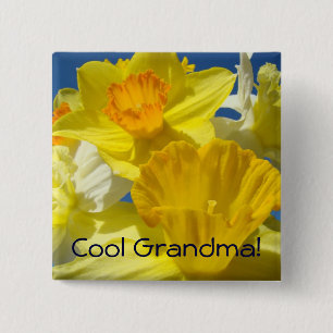 Cooles Oma! Knöpfe Gelbe Daffodische Blume Button