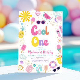 Cooles One Girl Summer Pool Party zum ersten Gebur Einladung