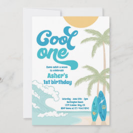 Cooles One Retro Surf 1. Geburtstag Party Einladung