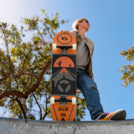 Cooles Orange/Schwarz Mit Monogramm Skateboard "Ol