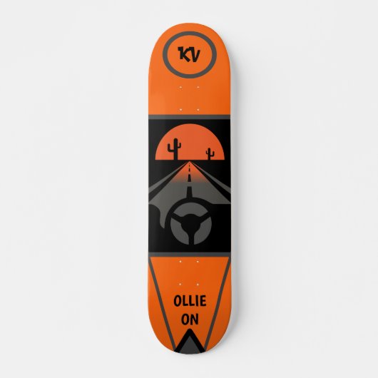 Cooles Orange/Schwarz Mit Monogramm Skateboard "Ol (Vorne)