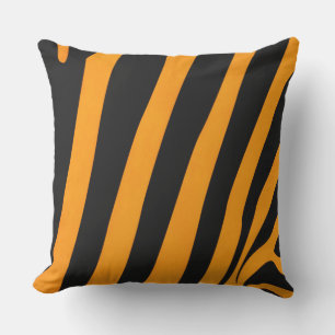 Cooles Orange- und Schwarz-Streifen-Muster Kissen