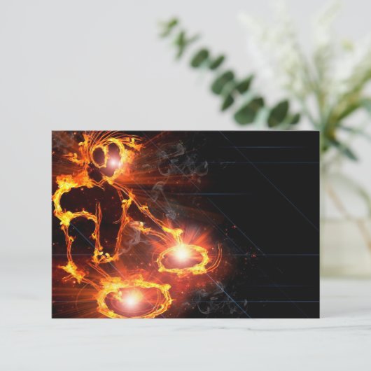 Cooles orangefarbenes DJ-Symbol Flammenzündung Par Einladung (Stehend Vorderseite)