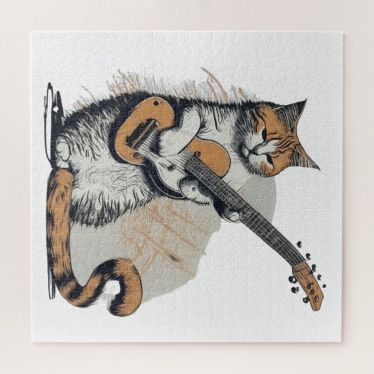 Cooles Orangenkatzenjamming auf der Gitarre Puzzle (Horizontal)