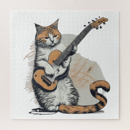 Cooles Orangenkatzenjamming auf der Gitarre Puzzle (Vertikal)