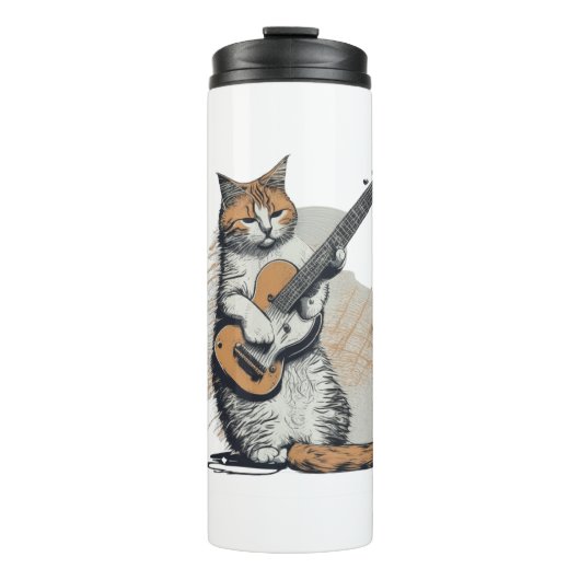 Cooles Orangenkatzenjamming auf der Gitarre Thermosbecher (Vorderseite)