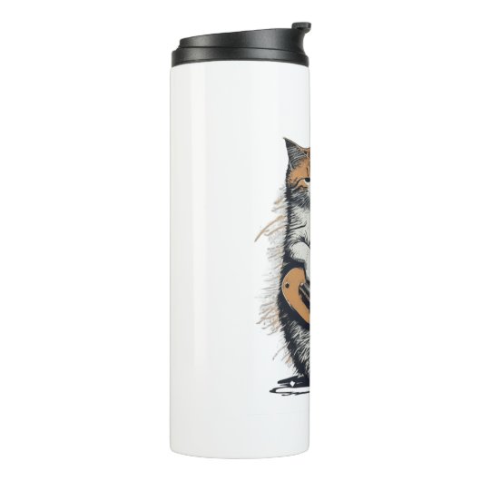 Cooles Orangenkatzenjamming auf der Gitarre Thermosbecher (Nach links gedreht)