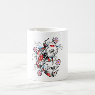 Cooles Orientales Japanisches Weißes Koi-Fisch-Ka Kaffeetasse