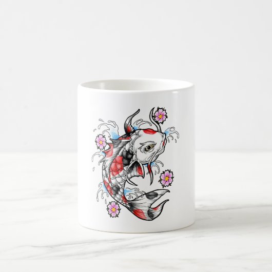 Cooles Orientales Japanisches Weißes Koi-Fisch-Kar Kaffeetasse (Mittel)