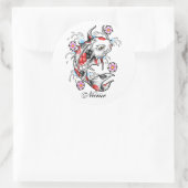 Cooles orientalisch-japanisches Weißkoi-Fisch-Karp Runder Aufkleber (Tasche)