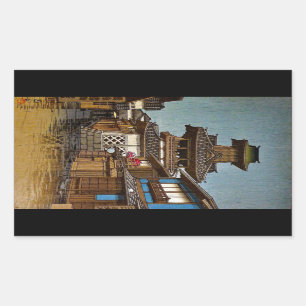 Cooles orientalisches Japaner Hasu Kawase Rechteckiger Aufkleber