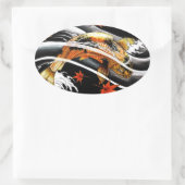 Cooles orientalisches japanesisches Gold Lucky Koi Ovaler Aufkleber (Tasche)