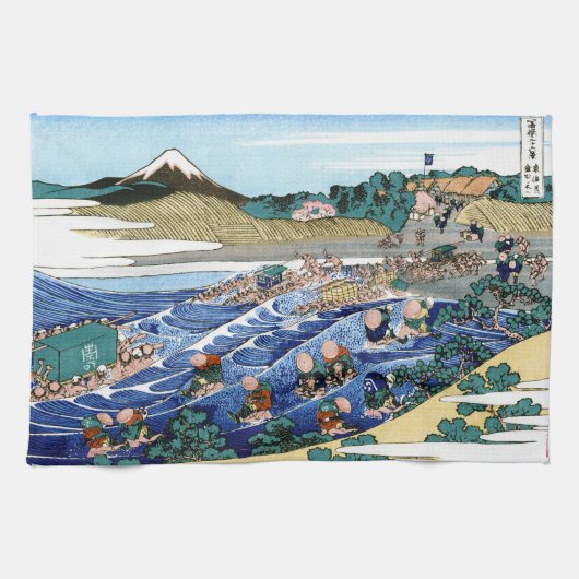 Cooles orientalisches japanisches Hokusai Fuji Lan Handtuch (Horizontal)