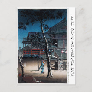 Cooles orientalisches japanisches Shin-Hanga-Nacht Postkarte