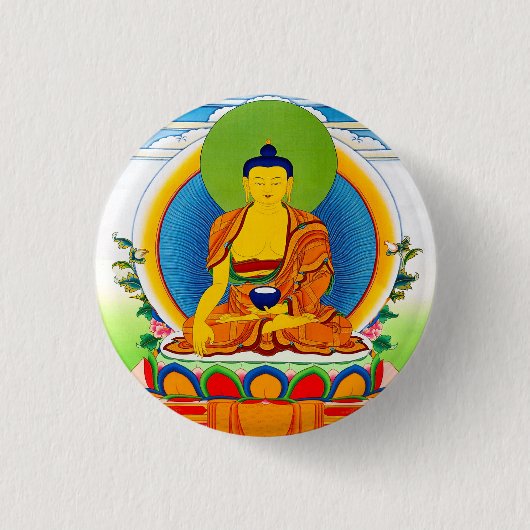 Cooles orientalisches Thangka-Tattoo Aksobhya Button (Vorderseite)