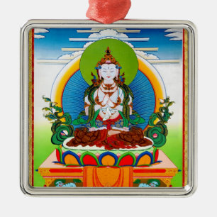 Cooles orientalisches tibetanisches thangka Buddha Silbernes Ornament